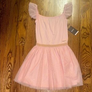 DKNY girls pink flutter sleeve and tulle lined dress size 8 NWT